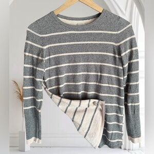🎈Nic+Zoe Striped Sweater Gray and Light Pink